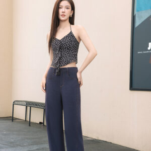 Polka Dot Halter Top & Wide-Leg Trousers Set